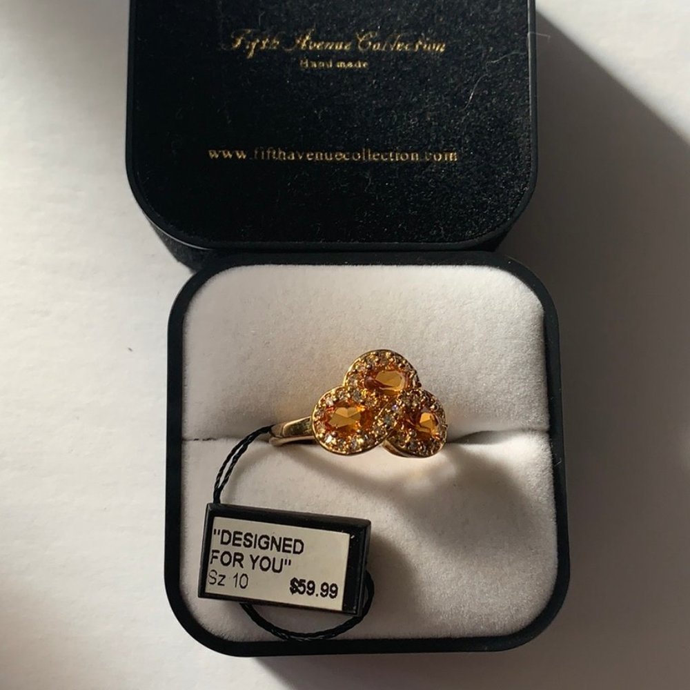 Fifth Avenue Collection Ring w/Three Amber Stones